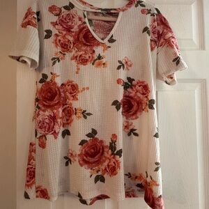 Floral V-Neck Women Top